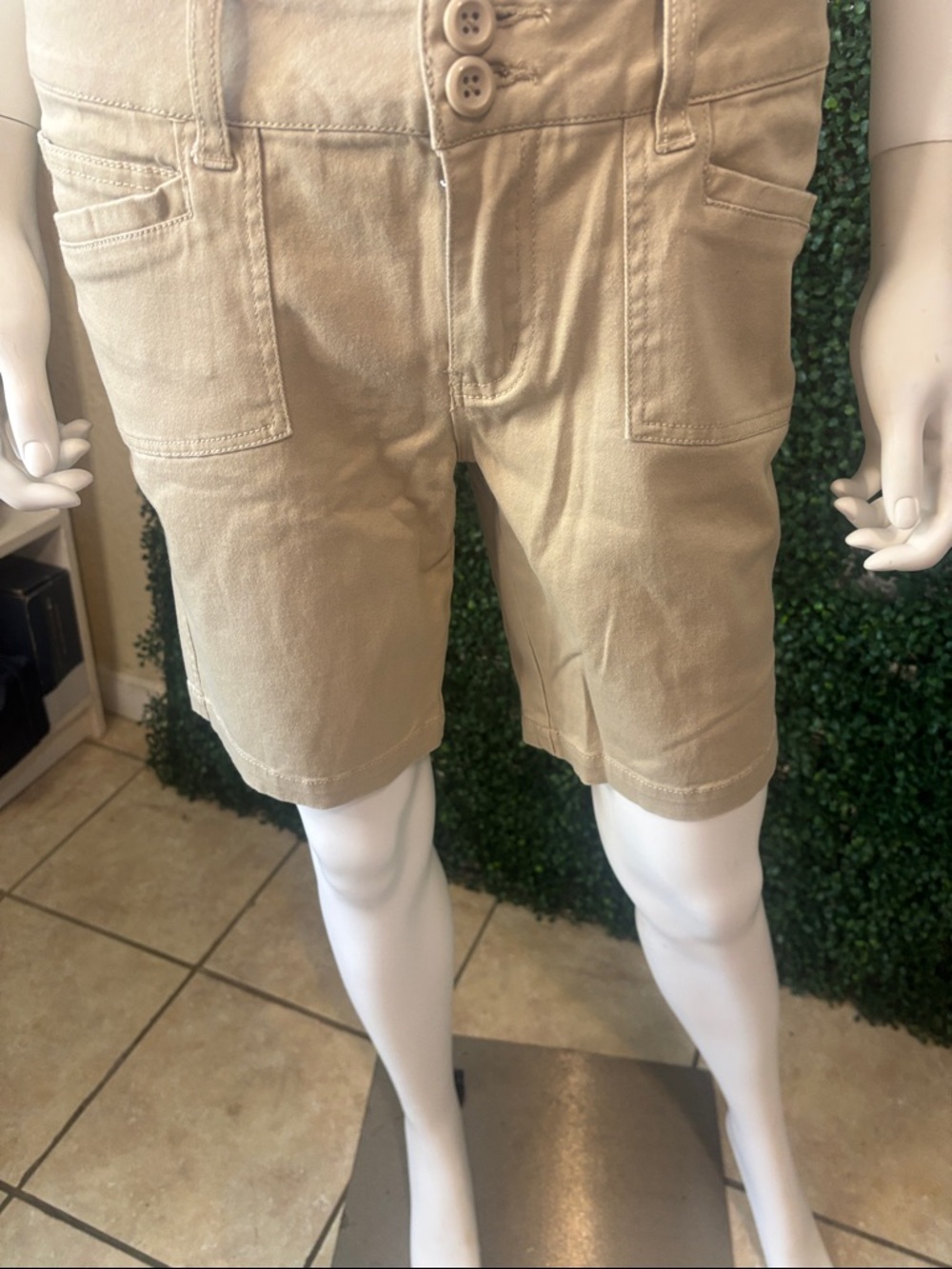 BeBop Tan Cargo Shorts with Front Patch Pockets